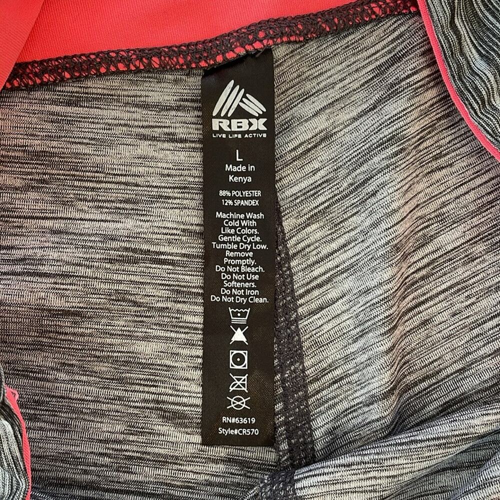 RBX Women Large Athletic Shorts Stretch Gray White Stripe Pink Biker Style CR570 - Picture 3 of 6